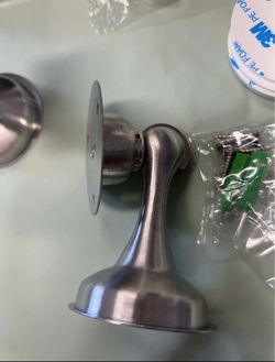 Brushed Nickel Magnetic Door Stop Set