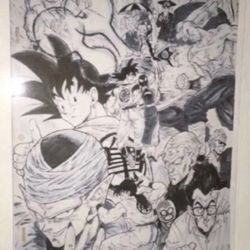 DRAGONBALL Z B&W ART PRINT 