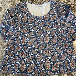 14/16 Jessica London Women's Plus Size Swing Tunic 3/4 Sleeve Shirt XL Paisley NEW WITHOUT TAGS