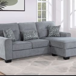 Reversible Fabric Plushy Sectional Sofa 