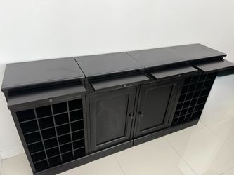 Pottery Barn Modular Bar Buffet With Wine Grid (72”) Black Wood