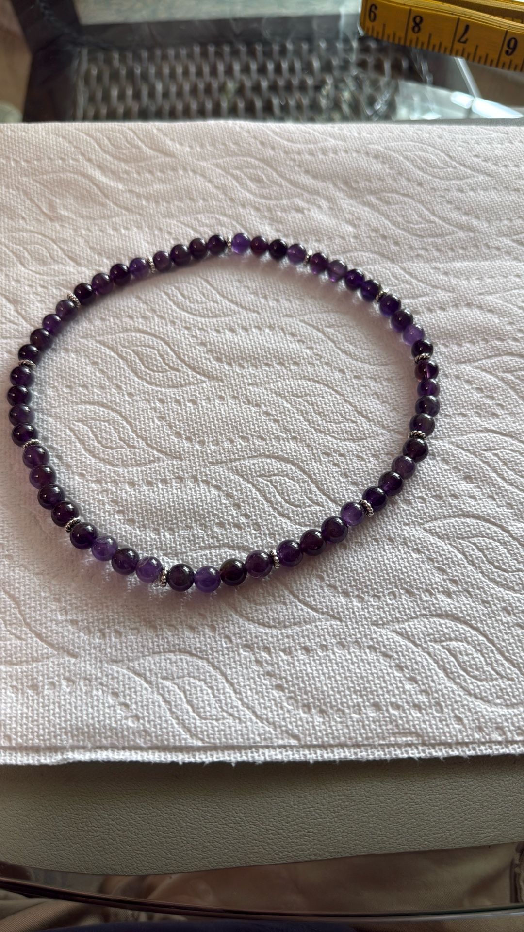Amethyst Necklace 19” Stretchable All Handmade In The USA.