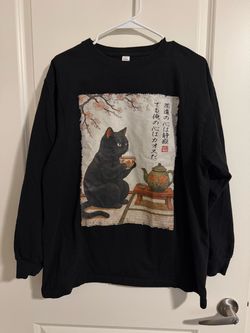 Black Cat Japanese Art Long Sleeve Shirt
