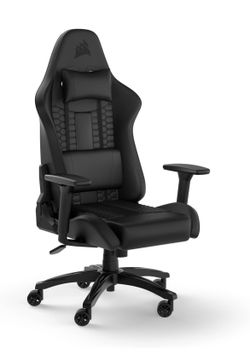 Corsair TC100 Relaxed Gaming Chair - Leatherette - Racing-Inspired Design - Lumbar Pillow - Detachable Memory Foam Neck Pillow - Adjustable Seat Heigh