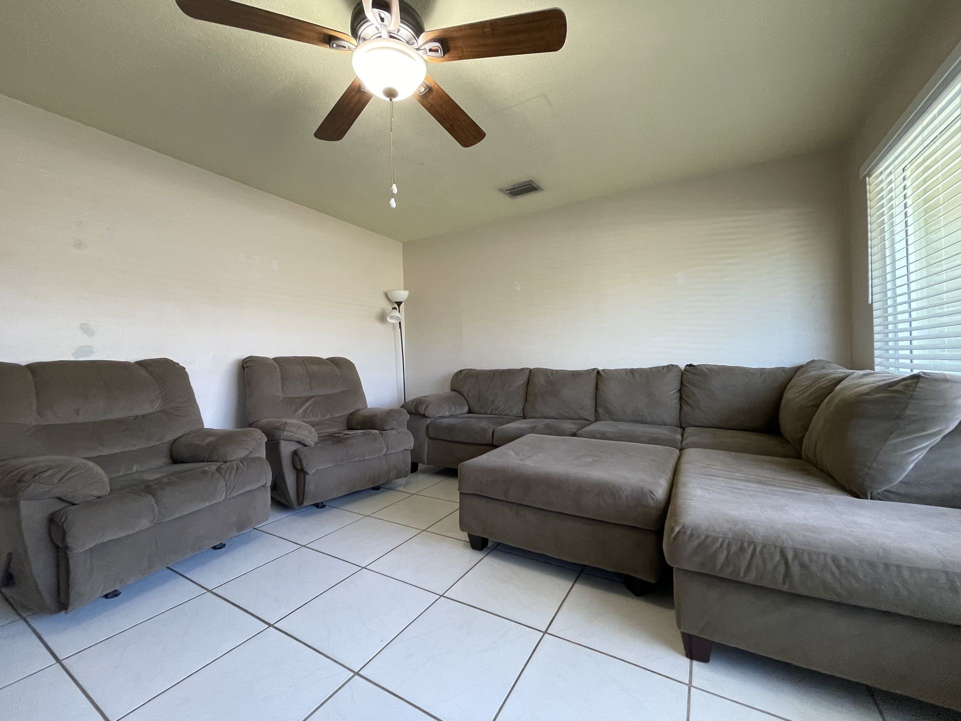 Couch Set With Ottoman And 2 Recliners
