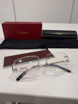 Cartier Glasses, Clear Lense, Silver Frame
