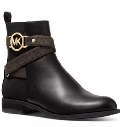 81/2 … New Michael Kors Rory Signature Ankle Side-Zip Flat Booties
