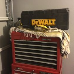 Craftsman  Toolboxes With Tools  Work Light  And Dewalt Saw