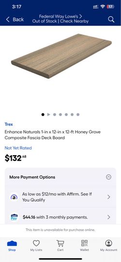 Trex Enhance Naturals 1-in x 12-in x 12-ft Honey Grove Composite Fascia Deck Board