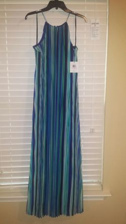 Calvin Klein Multi Color Blue Dress Ret. $158