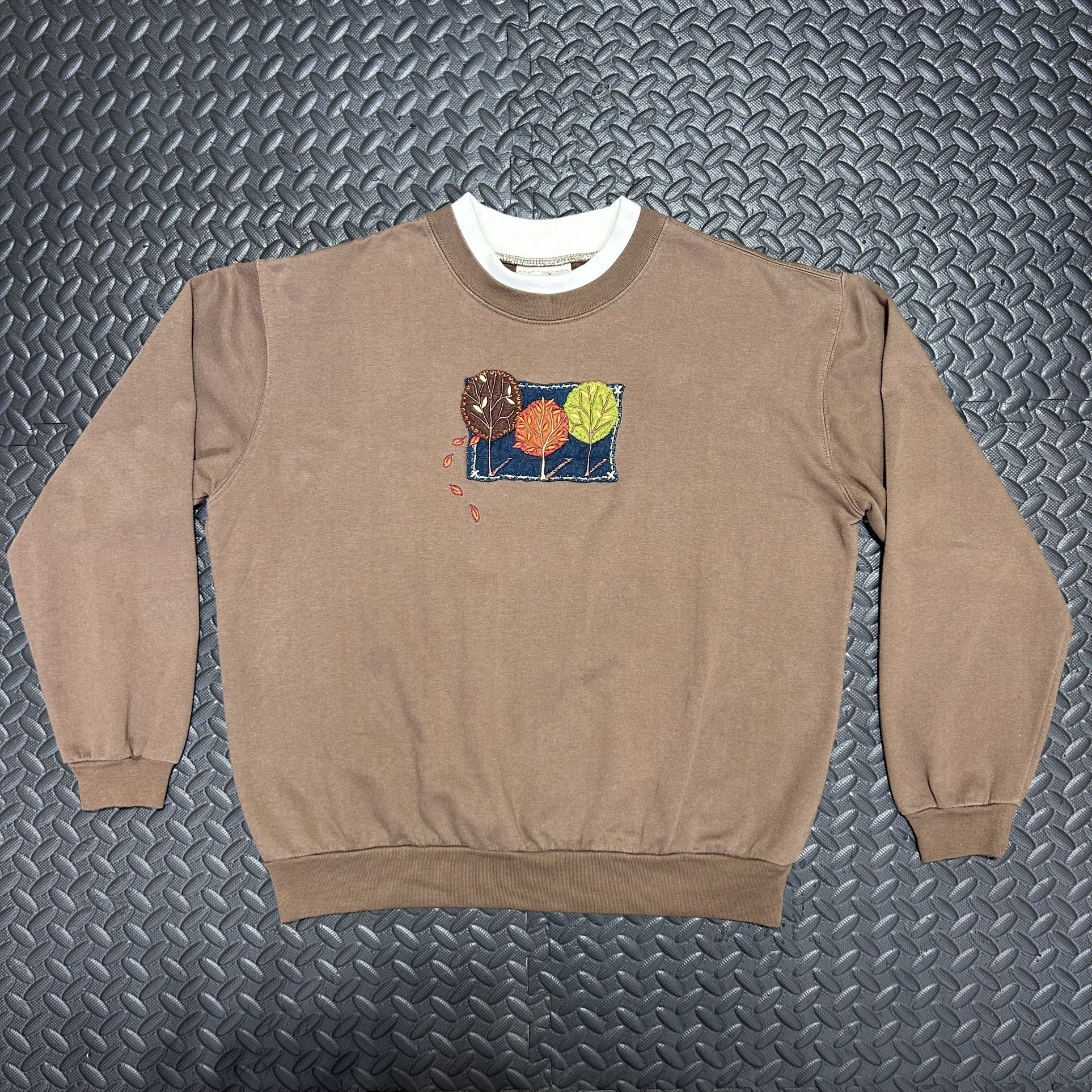 Vintage Top Stitch Morning Sun Embroidered Fall Sweatshirt Grandma Women's Large
