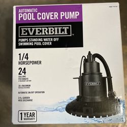 BRAND NEW Everbilt Automatic Submersible Pool Cover Pump 1/4 Horsepower 24 Gallons 