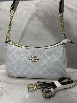 Coach Teri Shoulder Signature Canvas Bag in White 