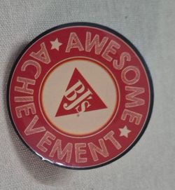 BJ's Restaurant Brewhouse "Awesome Achievement" Worker Lapel Pin in Silver Tone