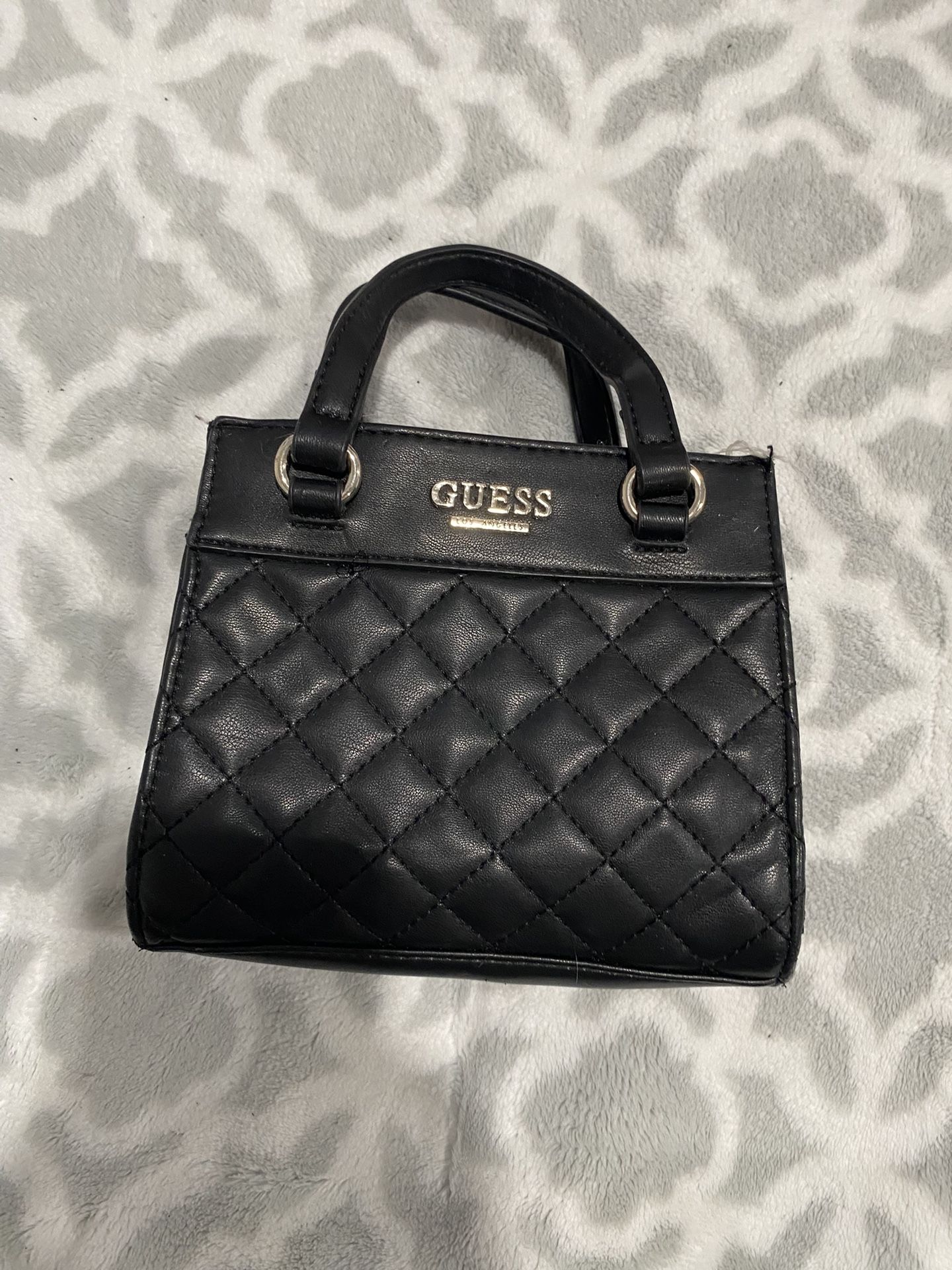 Black Guess Bag With Gold Strap Used
