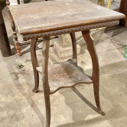 Solid Wood Antique Table Plant Stand Ornate Trim