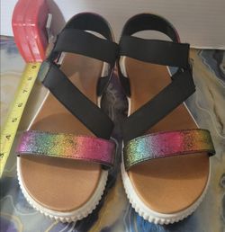 Mia Shoes Ambryz Platform Sandal, Big Girls Size US 5M, Black, Rainbow