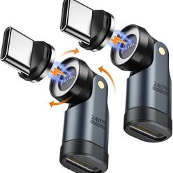 MoKo 240W USB C Magnetic Adapter, Magnetic Type-C Adaptor with 180° 360° Rotating