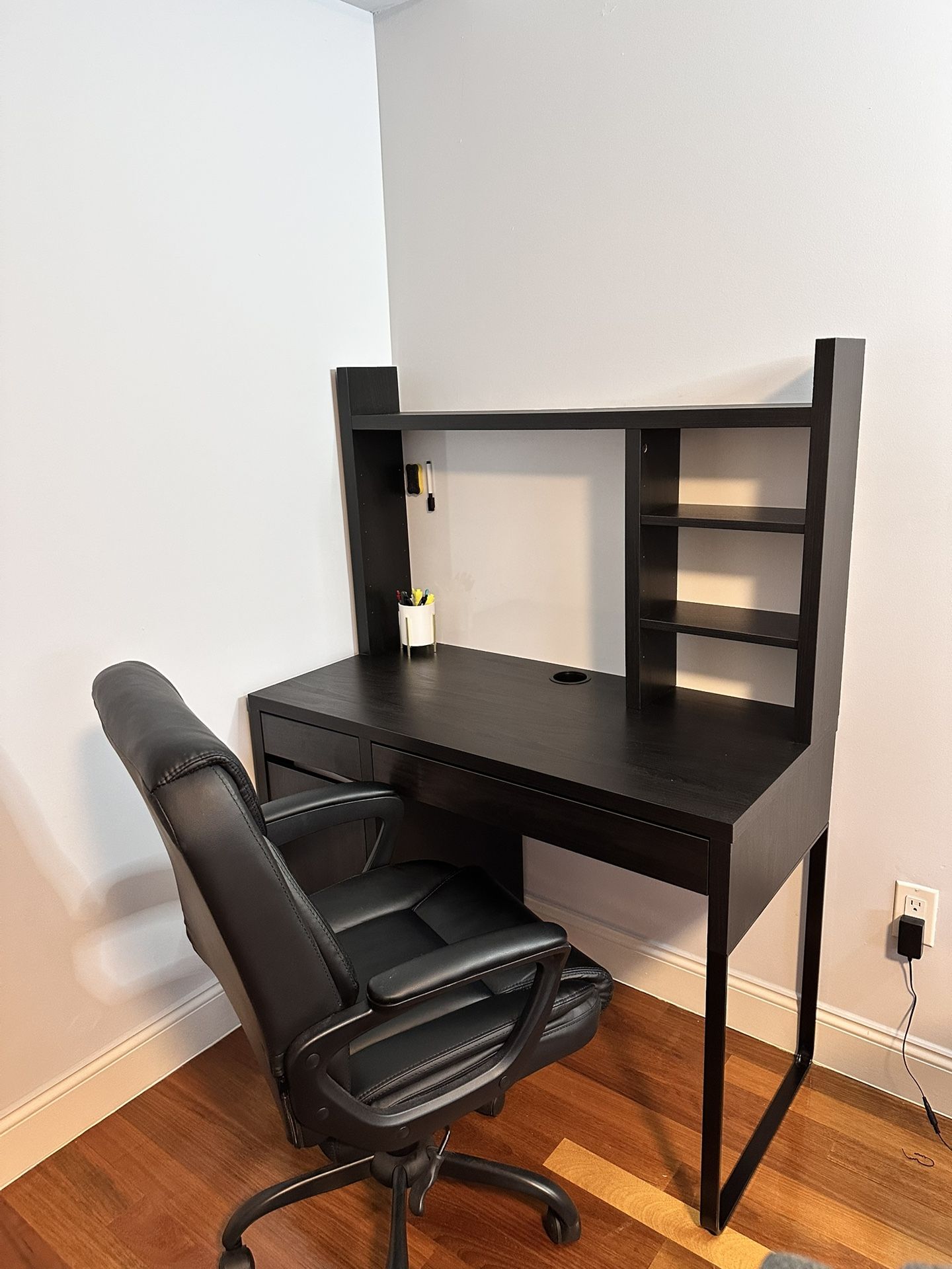 Ikea Study Desk With Storage Shelf And Free Comfy Chair