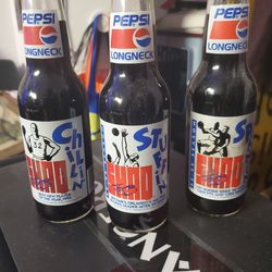 3 Vintage SHAQ Pepsi Bottles