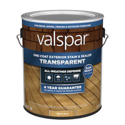 Valspar Honey Gold Transparent Exterior Stain & Sealer 1 Gal - New in Box - One-Coat, UV Protection
