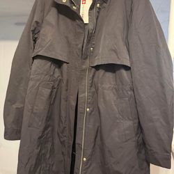 Alpine Swiss Tanya Womens Hooded Rain Jacket Long Raincoat Trench Coat Windbreaker