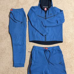 🔥 NIKE TECH FLEECE MATCHING 3-PIECE TRACKSUIT SET (Jacket, Pants & Shorts) Men's XL EXCELLENT 🔥