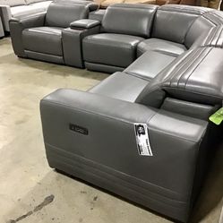 Leather Power Sectional 