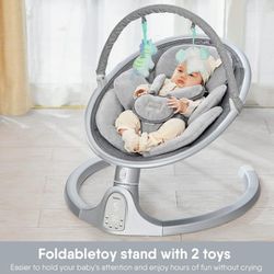 BabyBond Baby Swings for Infants, Bluetooth Infant Swing with 10 Preset Lullabies, 5 Point Harness Belt, 5 Speeds and Remote 
