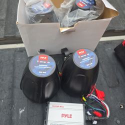 Pyle Powersports Marine Speakers With Amp