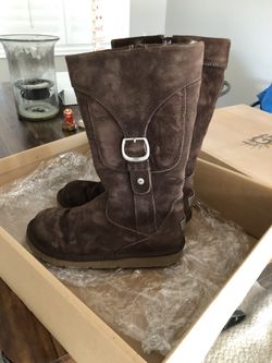 Brown Ugg Suede Shearling Boots in Box WORN ONCE