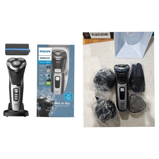 Philips Norelco Shaver 3800, Rechargeable Wet & Dry Shaver with Pop-up Trimmer, Charging Stand and Storage Pouch, Space Gray, S3311/85