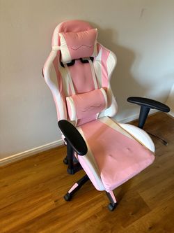 McIronstone Pink and White Gaming Chair