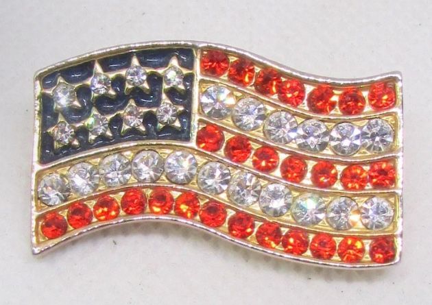 Gold With Beautiful Top Quality Stones American Flag Brooch. New  
