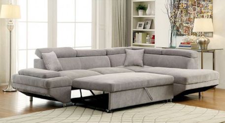 Grey Sectional Sofa with Sleeper