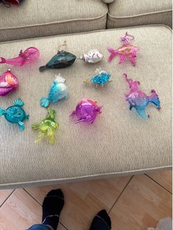11 ASSORTED CHRISTMAS FISH ORNAMENTS