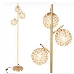 3-Globe Floor Lamp with Foot Switch and 3 Bulb Bases-Golden