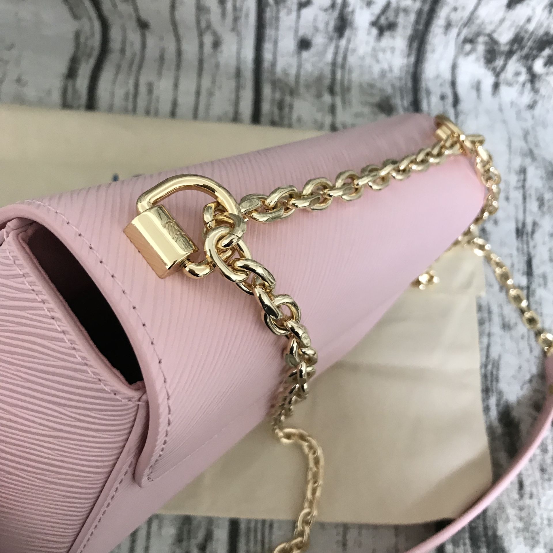 Louis Vuitton Bag Epi Pink Bag Twist Lock LV Women's Chain Bag Shoulder