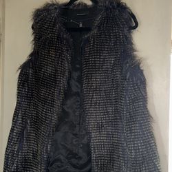 White House  Black Market Faux Fur Vest 