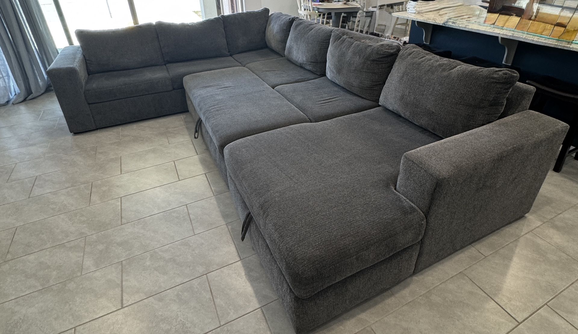 Living Spaces Sebastian Slate Convertible Sectional