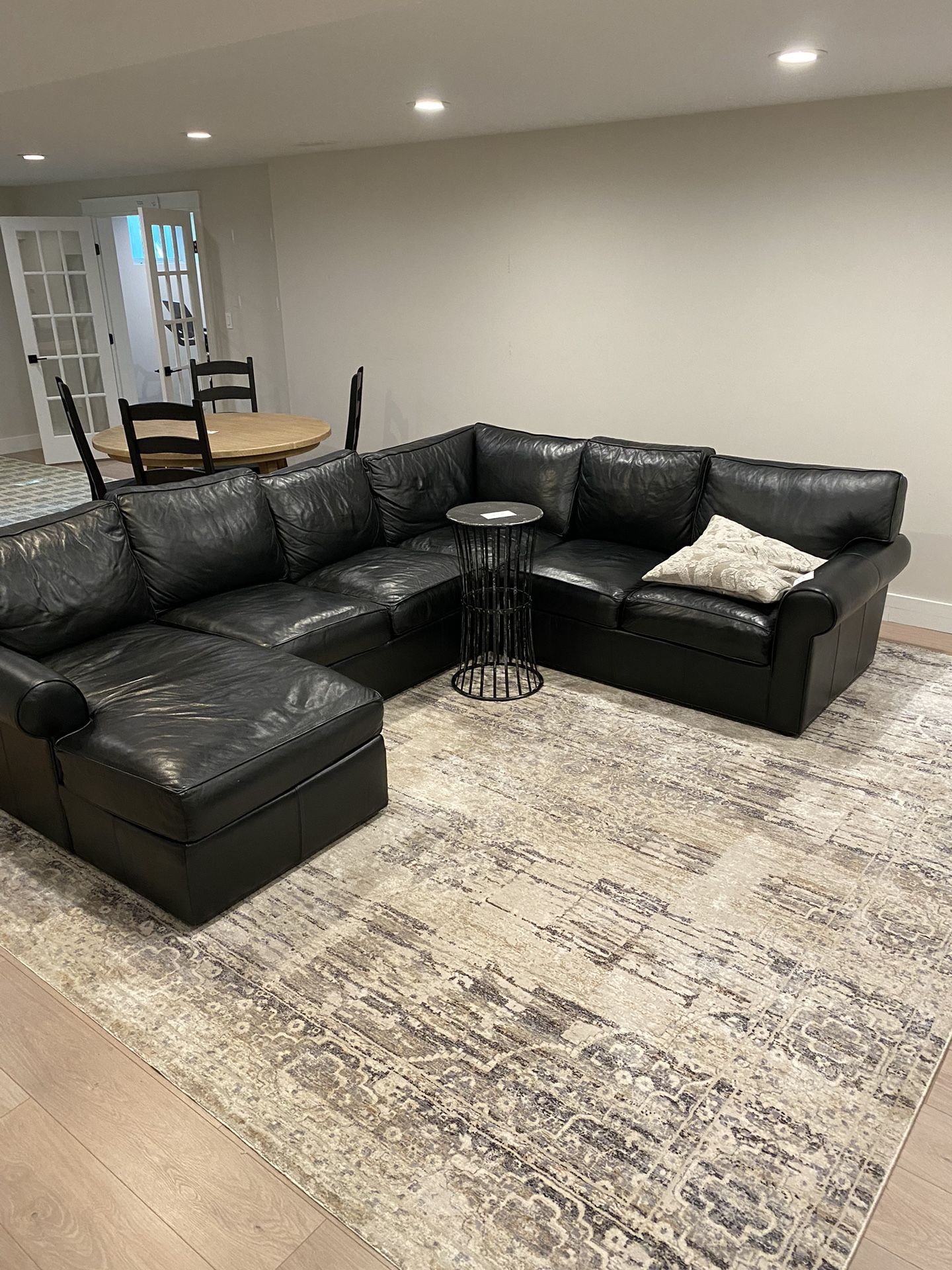 Ethan Allen Black Leather Sofa