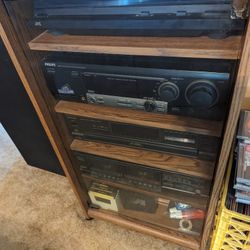 Stereo System With Tuner, Am/Fm, 5 Cd, 2 Speakers, Extras, Cabinet 