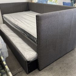 Twin Upholstered Day Bed with Trundle 