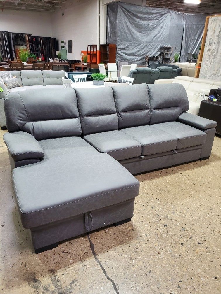 2-Piece Sectional with Pull-Out Bed and Left Side Chaise Storage(NEW),