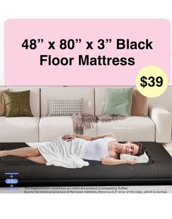 48”x80”x3” Kiseely Japanese Futon Mattress, Foldable Tatami Mat Portable Dormitory Sleeping Pad with Bag & Strap, Floor Thicken Sleeping Roll up Campi