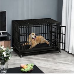 New 48 inch heavy duty dog crate with wheels