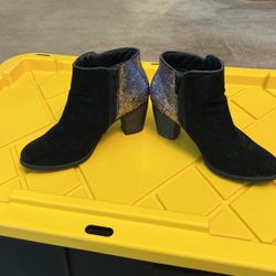 Wanted Black Suede & Glitter Boot Size 8