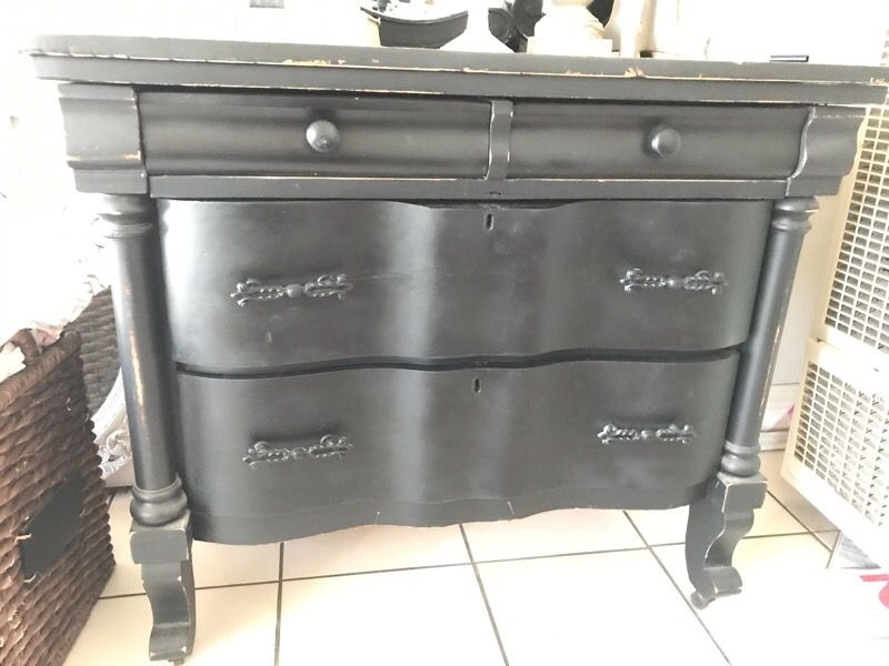 black antique dresser with mirror Antique Black Bureau– Serendipity House LLC