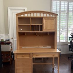 Solid Oak Desk And Computer Hutch