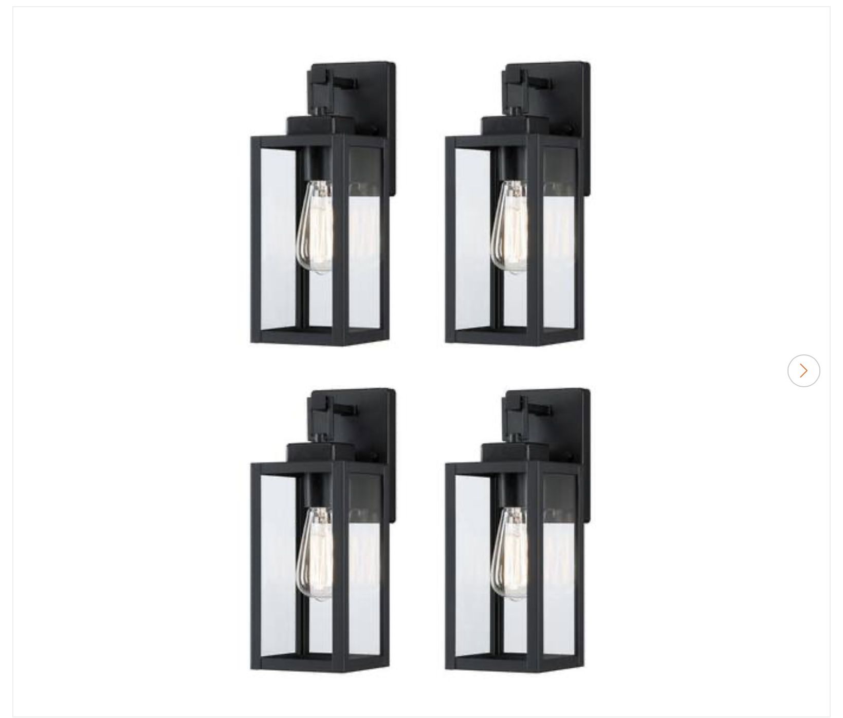 14 in. 1-Light Matte Black Outdoor Hardwired Wall Lantern Sconce , 1 x E26 (4-Pack) - New
